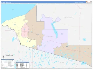 Gogebic County, MI ColorCast style ZIP Code wall map