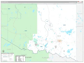 Iron County, MI Classic style ZIP Code wall map