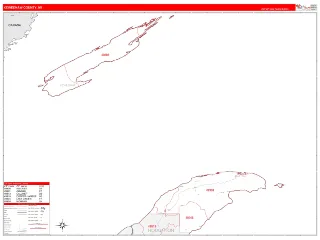 Keweenaw County, MI RedLine style ZIP Code wall map