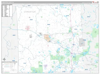 Livingston County, MI Classic style ZIP Code wall map