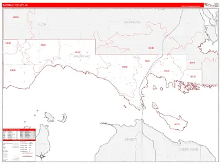 Mackinac County, MI RedLine style ZIP Code wall map