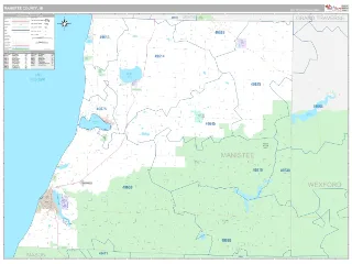 Manistee County, MI Classic style ZIP Code wall map