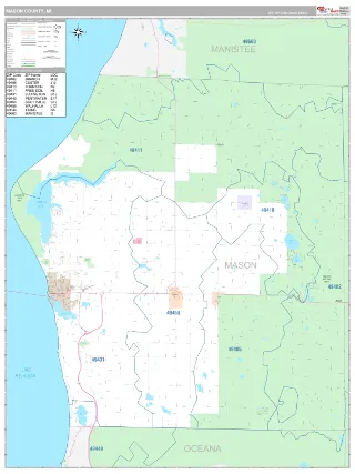 Mason County, MI Classic style ZIP Code wall map
