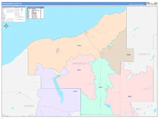 Ontonagon County, MI ColorCast style ZIP Code wall map