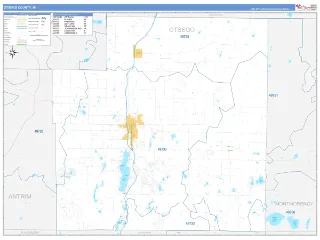 Otsego County, MI Business Reference style ZIP Code wall map