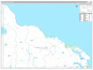 Presque Isle County, MI Classic style ZIP Code wall map