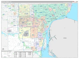 Wayne County, MI Classic style ZIP Code wall map