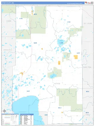 Aitkin County, MN Business Reference style ZIP Code wall map