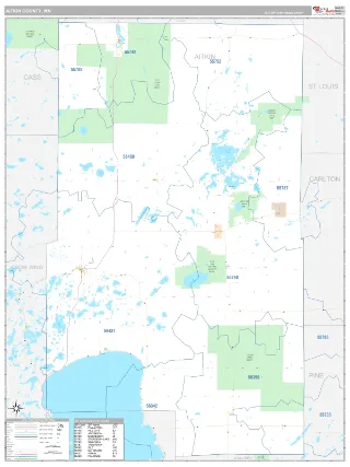 Aitkin County, MN Classic style ZIP Code wall map