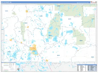 Becker County, MN Business Reference style ZIP Code wall map