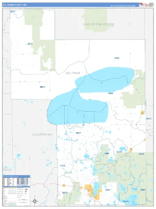 Beltrami County, MN Business Reference style ZIP Code wall map