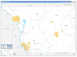 Benton County, MN Business Reference style ZIP Code wall map