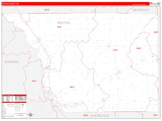 Benton County, MN RedLine style ZIP Code wall map