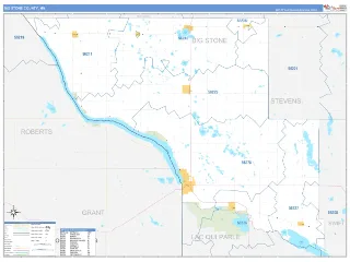 Big Stone County, MN Business Reference style ZIP Code wall map