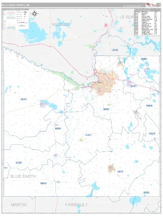 Blue Earth County, MN Classic style ZIP Code wall map
