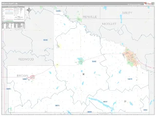 Brown County, MN Classic style ZIP Code wall map