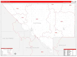 Chippewa County, MN RedLine style ZIP Code wall map