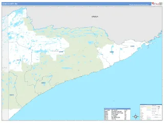 Cook County, MN Business Reference style ZIP Code wall map