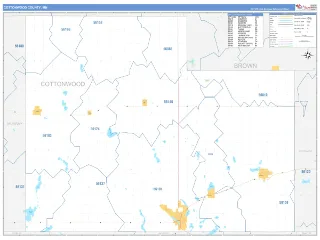 Cottonwood County, MN Business Reference style ZIP Code wall map