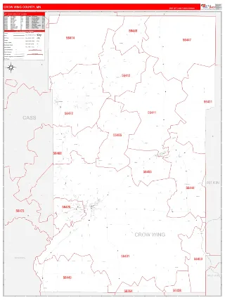 Crow Wing County, MN RedLine style ZIP Code wall map