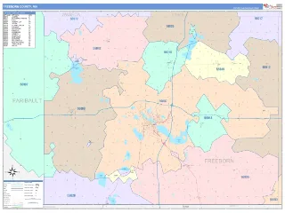 Freeborn County, MN ColorCast style ZIP Code wall map