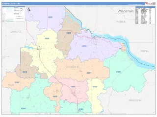Goodhue County, MN ColorCast style ZIP Code wall map