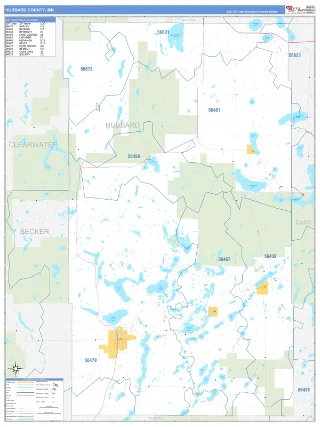 Hubbard County, MN Business Reference style ZIP Code wall map