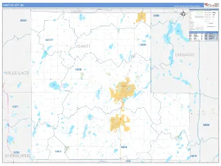 Isanti County, MN Business Reference style ZIP Code wall map