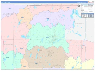 Isanti County, MN ColorCast style ZIP Code wall map