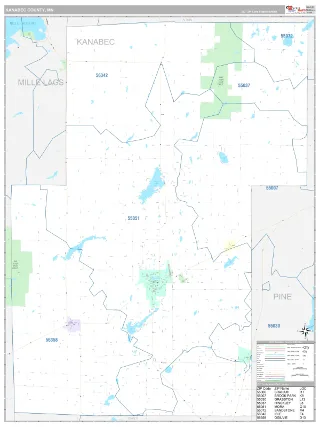 Kanabec County, MN Classic style ZIP Code wall map