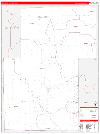 Kanabec County, MN RedLine style ZIP Code wall map
