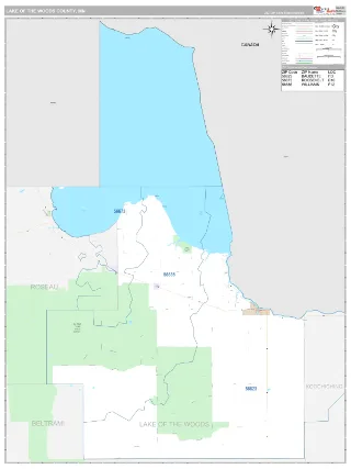 Lake of the Woods County, MN Classic style ZIP Code wall map