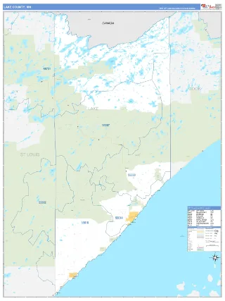 Lake County, MN Business Reference style ZIP Code wall map