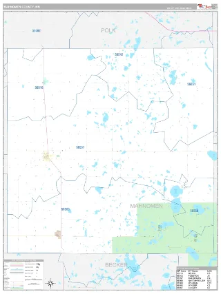 Mahnomen County, MN Classic style ZIP Code wall map