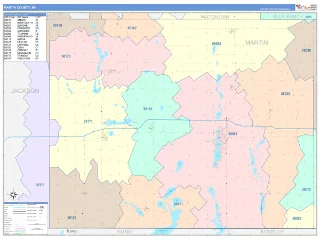 Martin County, MN ColorCast style ZIP Code wall map