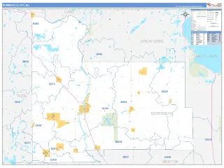 Morrison County, MN Business Reference style ZIP Code wall map