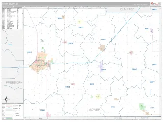 Mower County, MN Classic style ZIP Code wall map