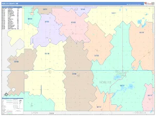 Nobles County, MN ColorCast style ZIP Code wall map