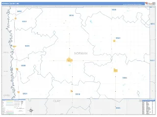 Norman County, MN Business Reference style ZIP Code wall map