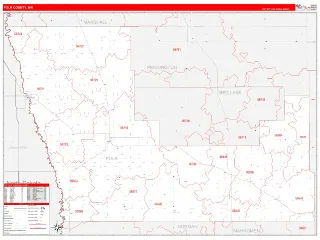 Polk County, MN RedLine style ZIP Code wall map