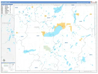 Pope County, MN Business Reference style ZIP Code wall map