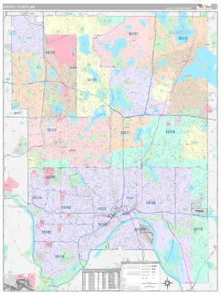 Ramsey County, MN Classic style ZIP Code wall map