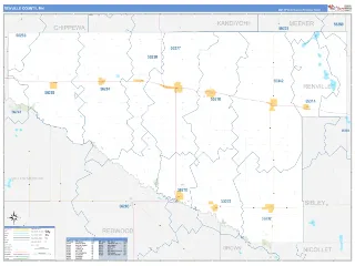 Renville County, MN Business Reference style ZIP Code wall map