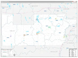 Sibley County, MN Classic style ZIP Code wall map
