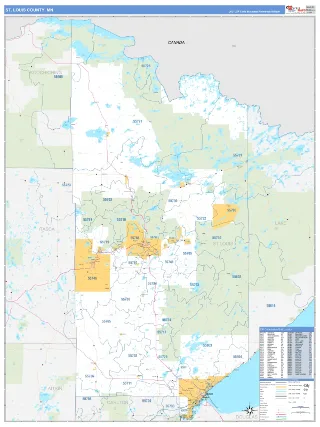 St. Louis County, MN Business Reference style ZIP Code wall map