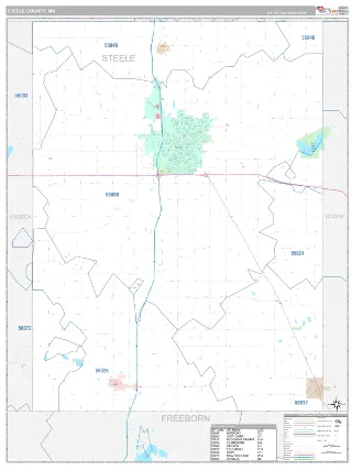 Steele County, MN Classic style ZIP Code wall map
