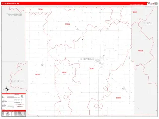 Stevens County, MN RedLine style ZIP Code wall map