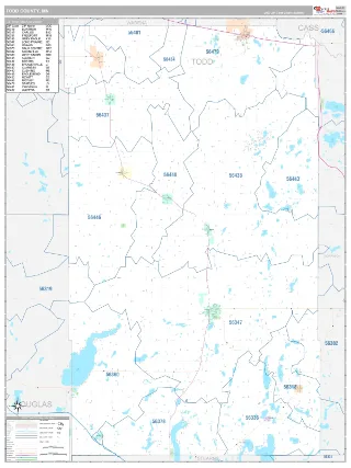 Todd County, MN Classic style ZIP Code wall map