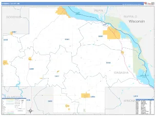Wabasha County, MN Business Reference style ZIP Code wall map