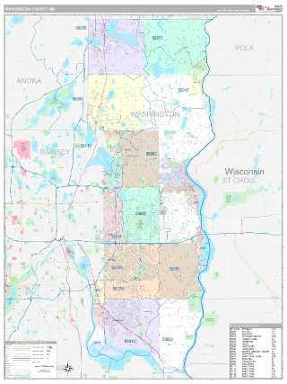 Washington County, MN Classic style ZIP Code wall map